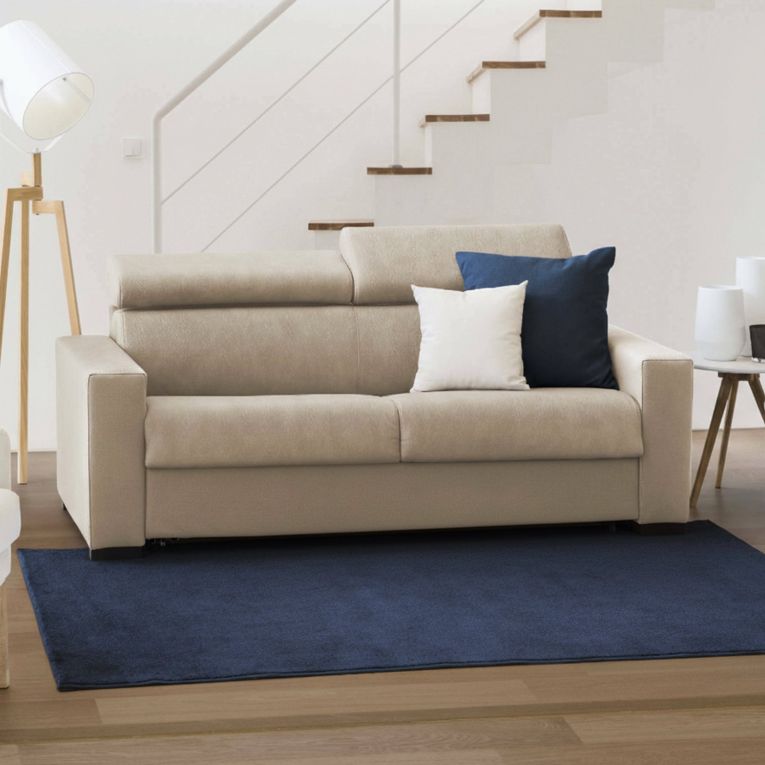 Divano letto con poggiatesta regolabili beige 180x95cm - Annalara