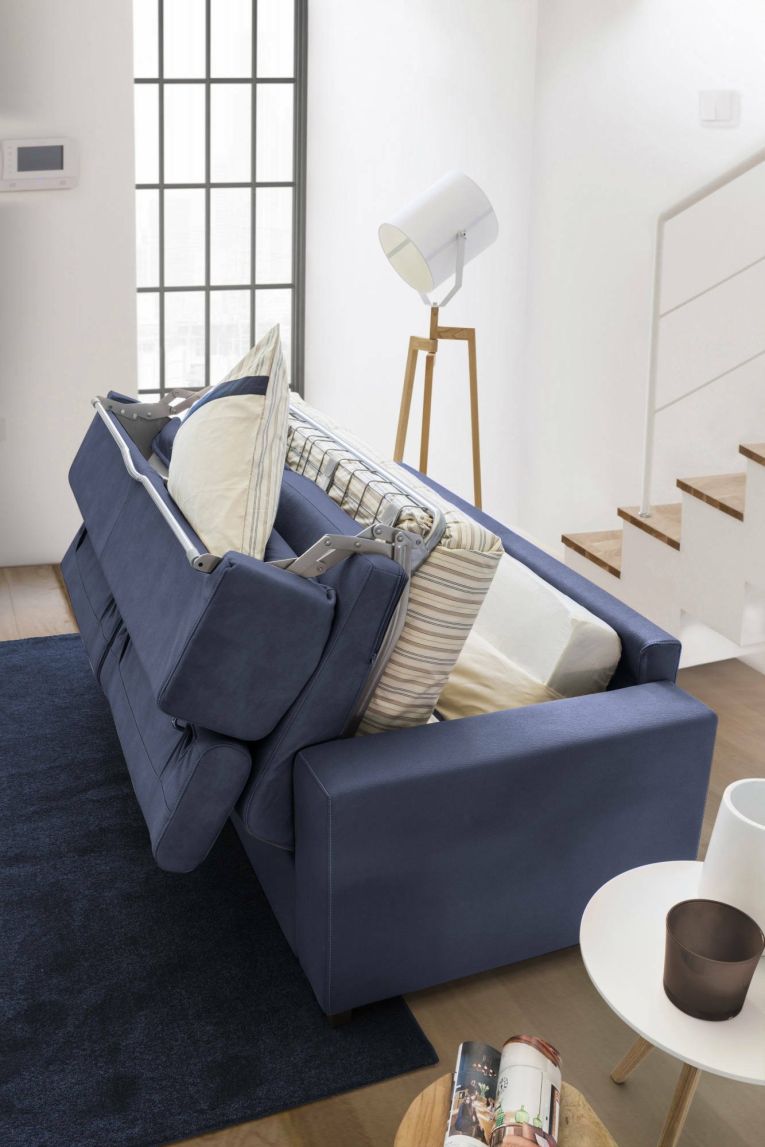 Divano letto con poggiatesta regolabili blu 180x95cm - Aieie