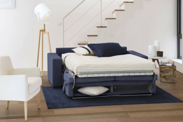 Divano letto con poggiatesta regolabili blu 180x95cm - Aieie