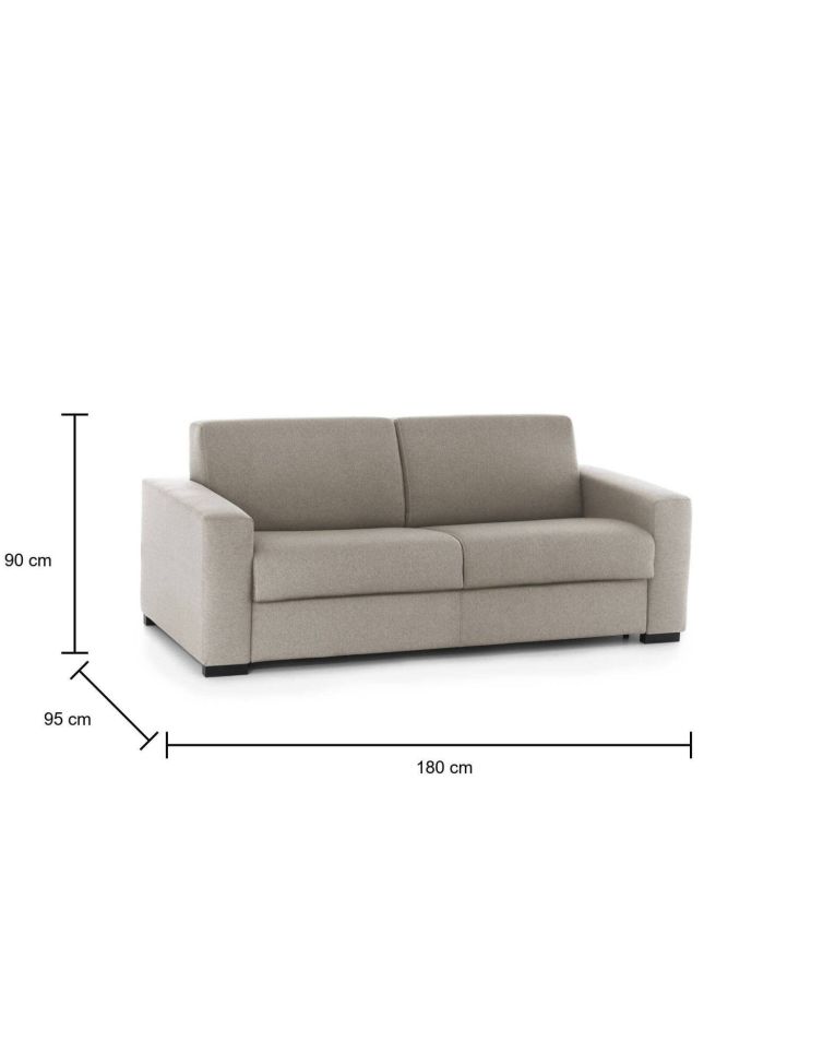 Divano letto con porta cuscini tortora 180x95cm - Asimi