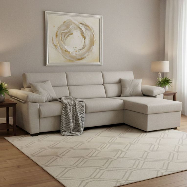Divano letto contenitore beige 285x160cm - Priverno