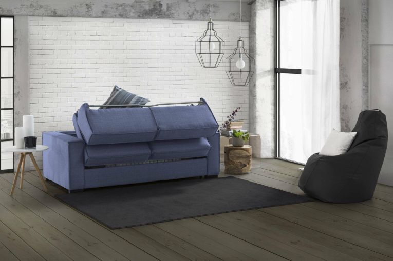Divano letto contenitore blu 180x95cm - Alano