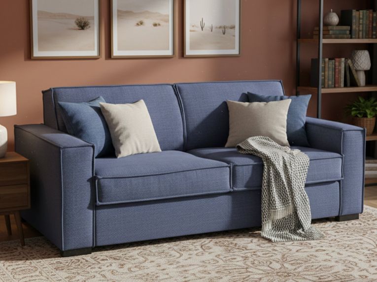 Divano letto contenitore blu 180x95cm - Alano
