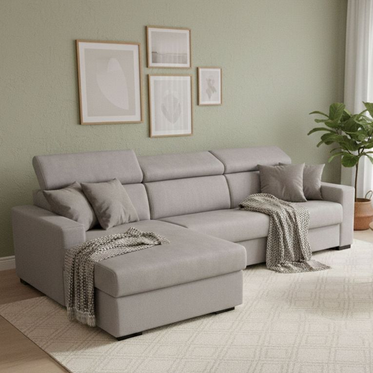 Divano letto contenitore grigio 260x95cm - Aloet