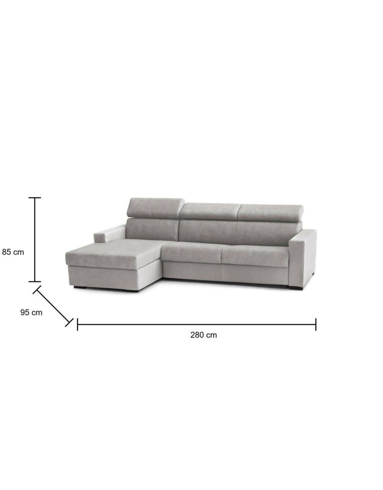 Divano letto contenitore grigio 280x95cm - Alibabah
