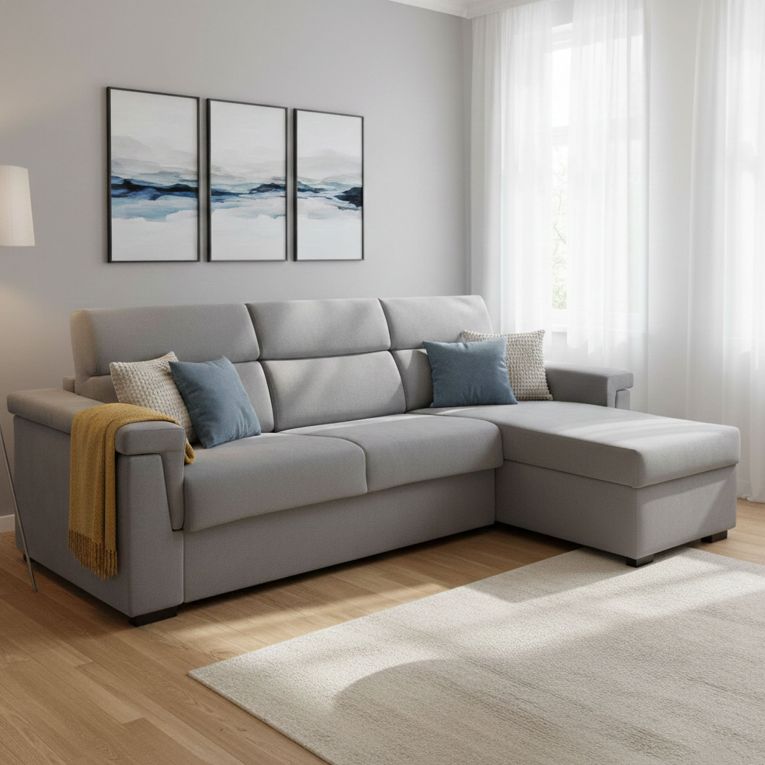 Divano letto contenitore grigio 285x160cm - Esca