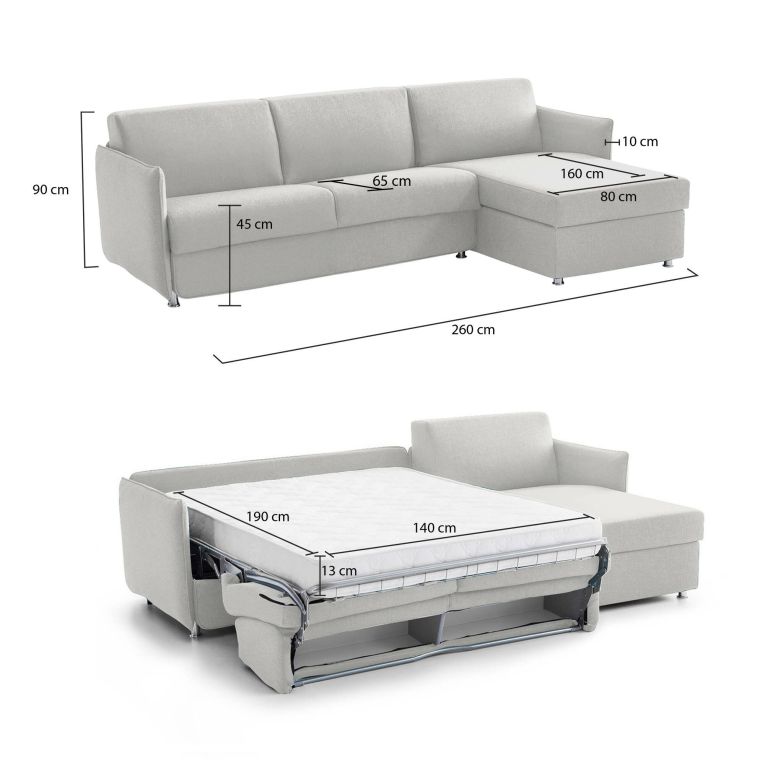Divano letto contenitore grigio chiaro 260x160cm - Scordia