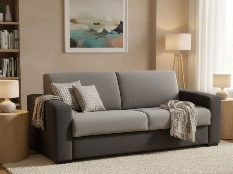 Divano letto contenitore grigio e antracite 180x95cm - Akito