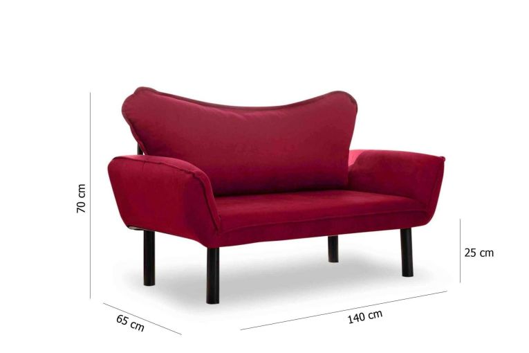 Divano letto contenitore rosso 140x65cm - Hone