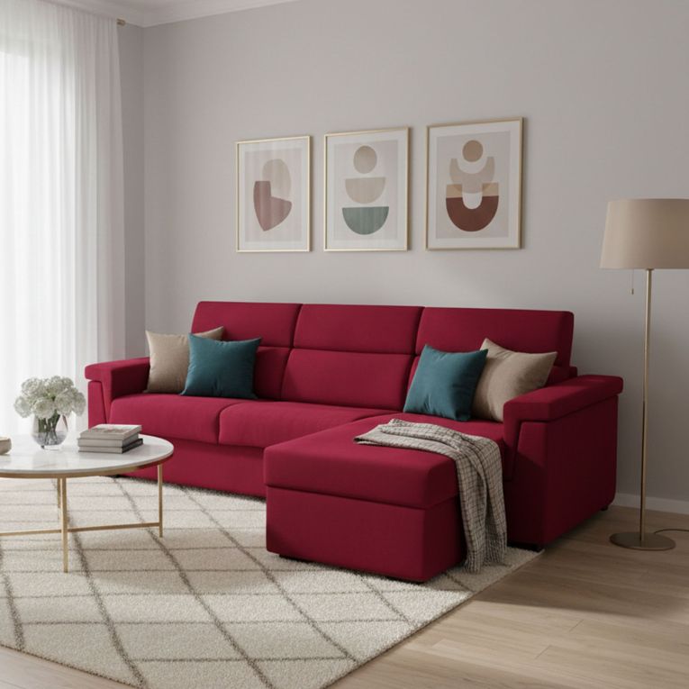 Divano letto contenitore rosso 285x160cm - Ganzaria