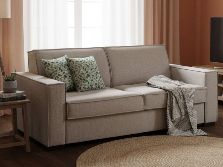 Divano letto contenitore tortora 160x95cm - Alk