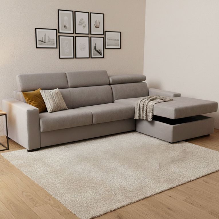 Divano letto contenitore tortora 260x95cm - Alibella