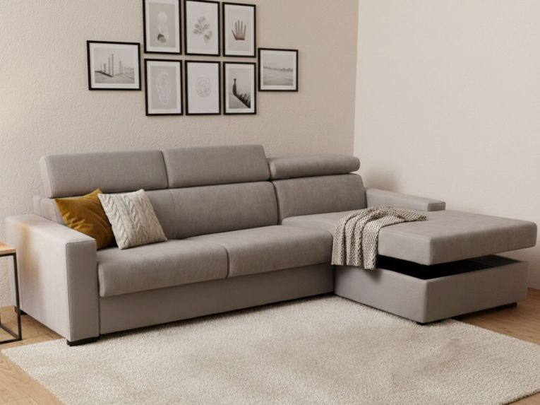 Divano letto contenitore tortora 260x95cm - Alibella