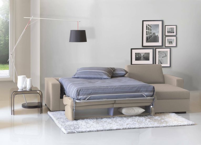 Divano letto contenitore tortora 280x95cm - Aika