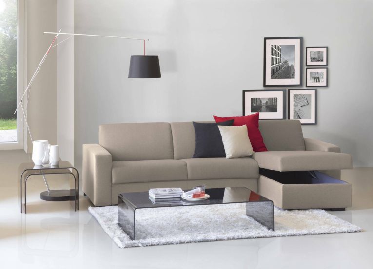Divano letto contenitore tortora 280x95cm - Aika