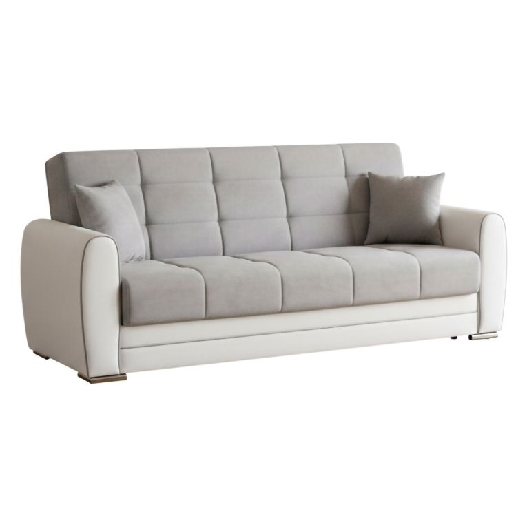 Divano letto design bianco e grigio 220x84cm - Dike