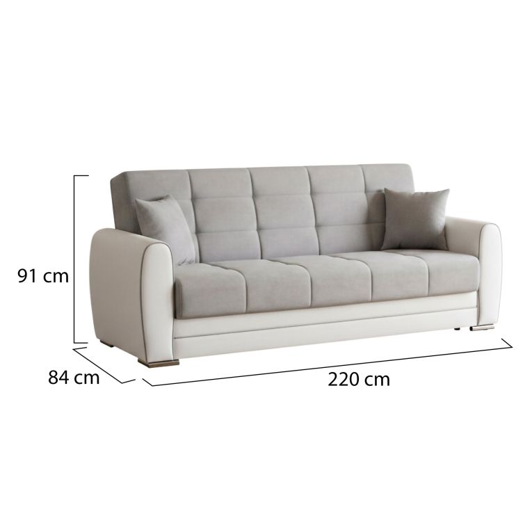 Divano letto design bianco e grigio 220x84cm - Dike