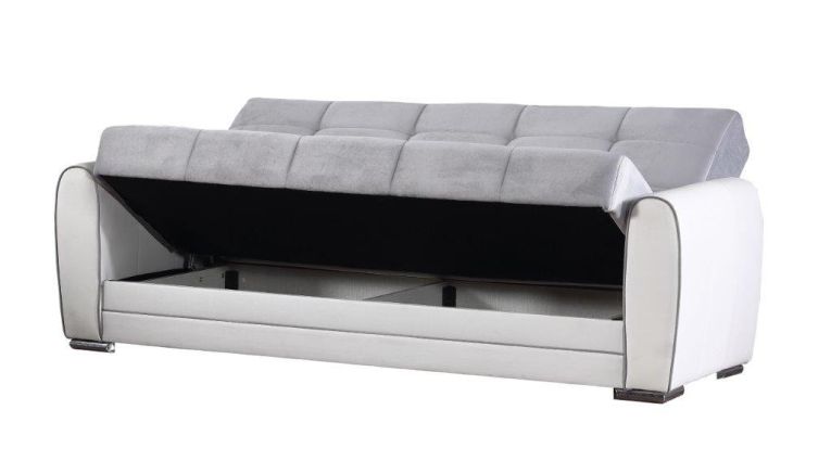 Divano letto design bianco e grigio 220x84cm - Dike