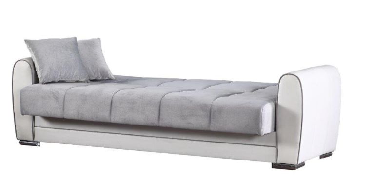 Divano letto design bianco e grigio 220x84cm - Dike