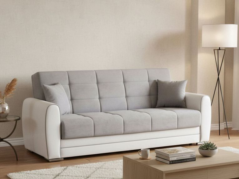 Divano letto design bianco e grigio 220x84cm - Dike