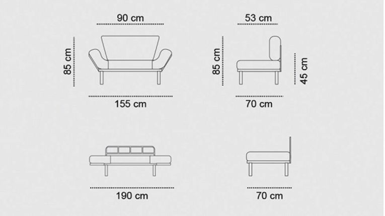 Divano letto design grigio 155x70cm - Guchol