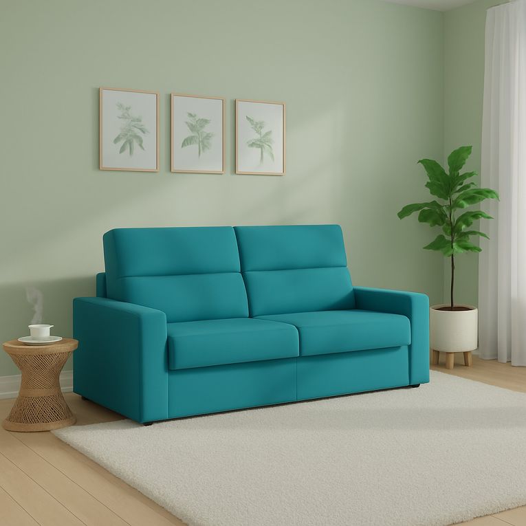 Divano letto due piazze azzurro 180x95cm - None