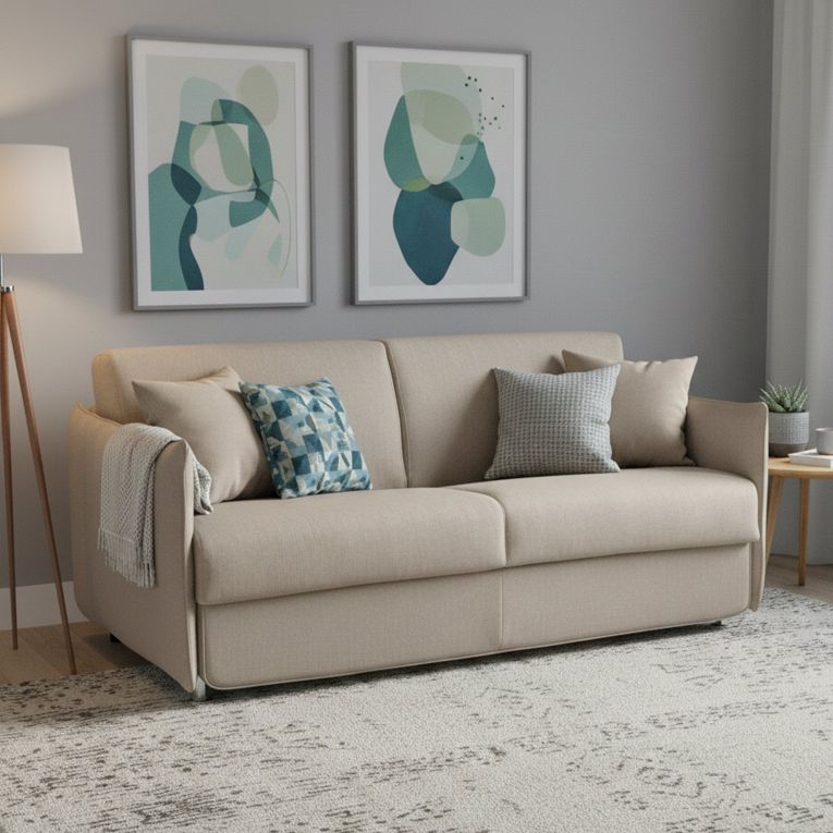 Divano letto due piazze beige 200x95cm - Gravere