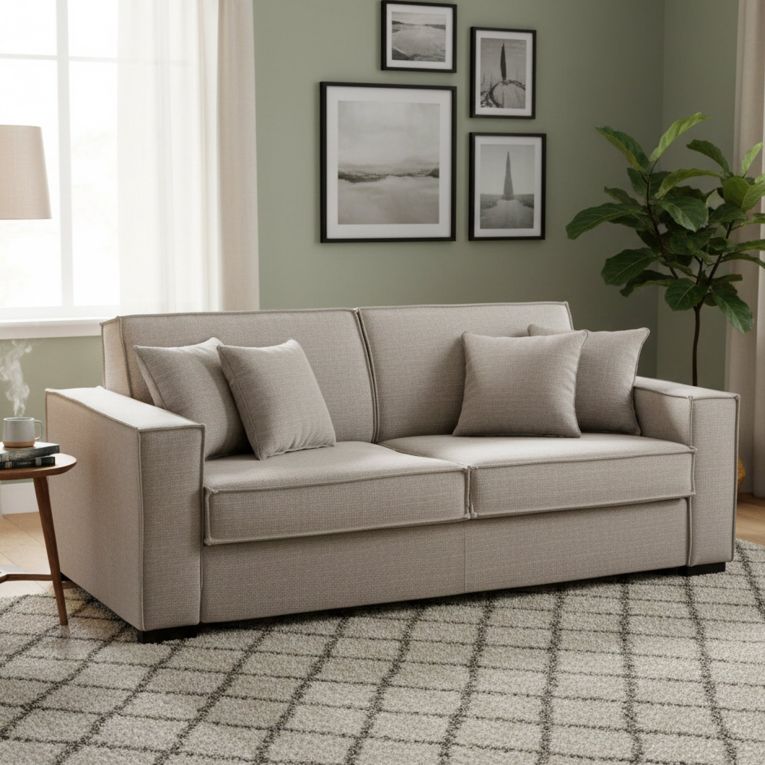 Divano letto due piazze tortora 220x95cm - Asteroide