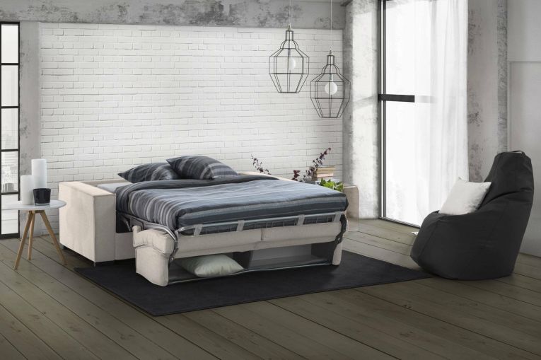 Divano letto due piazze tortora 220x95cm - Asteroide