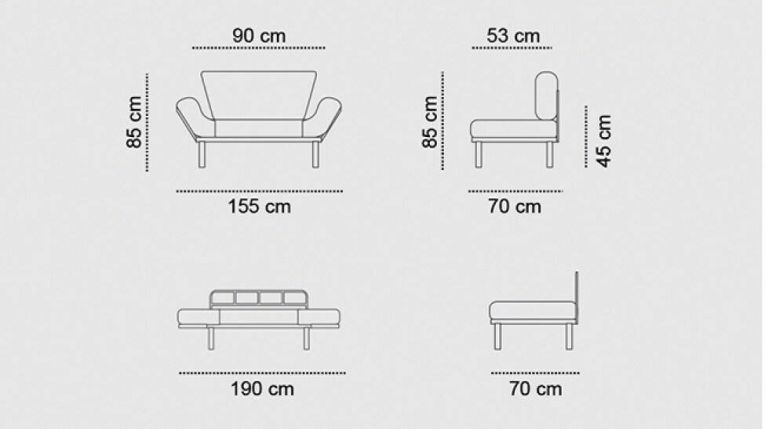 Divano letto economico azzurro 155x70cm - Guchol
