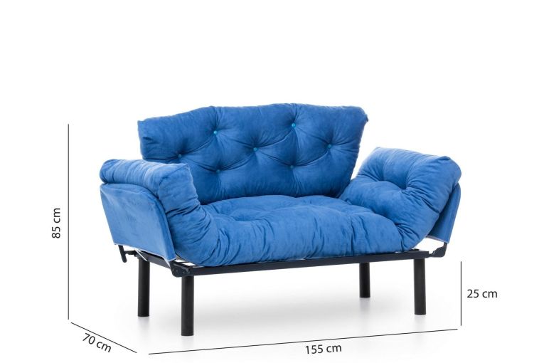 Divano letto economico blu 155x70cm - Guchol
