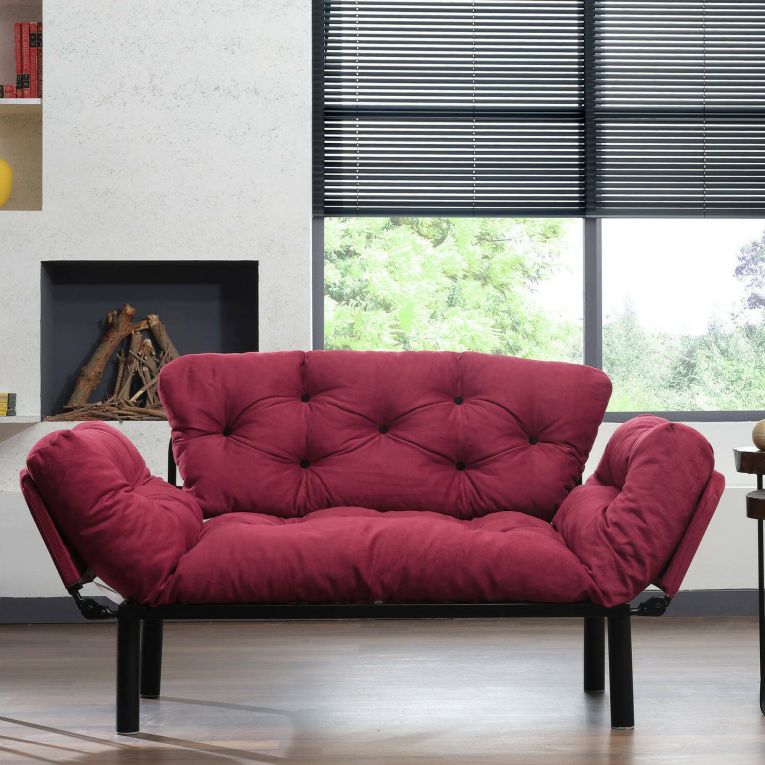Divano letto economico rosso 155x70cm - Guchol