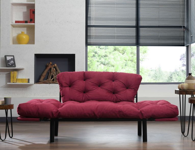 Divano letto economico rosso 155x70cm - Guchol