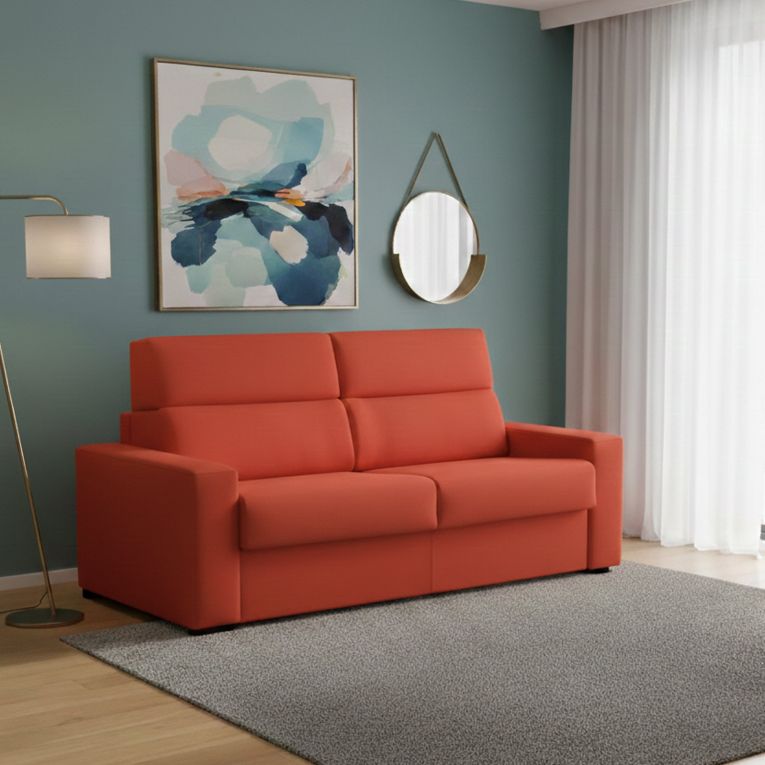 Divano letto elegante arancione 220x95cm - Quindici
