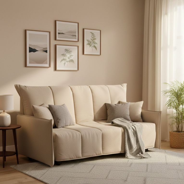 Divano letto elegante beige 150x90cm - Alaric