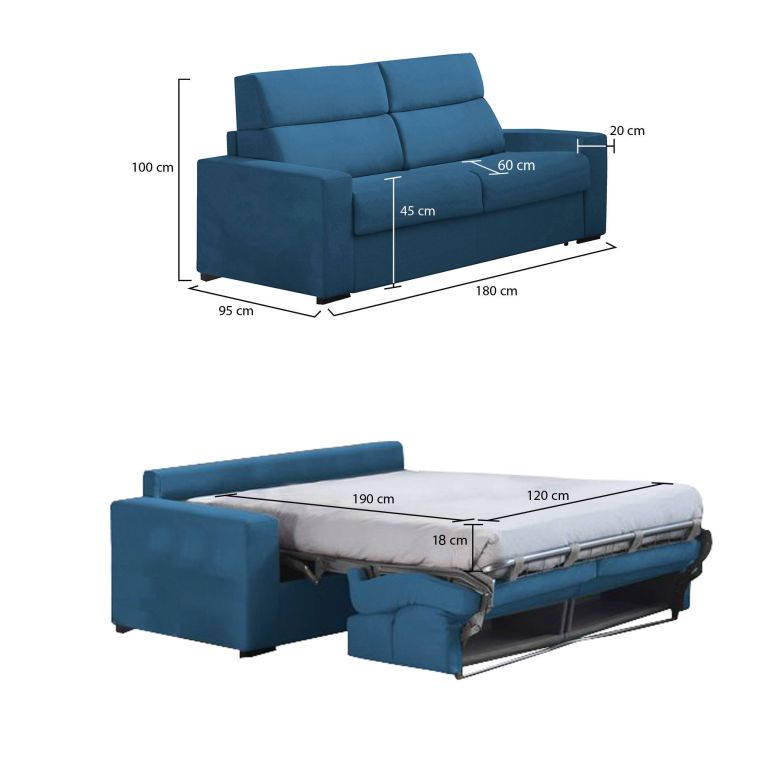 Divano letto elegante blu 180x95cm - None