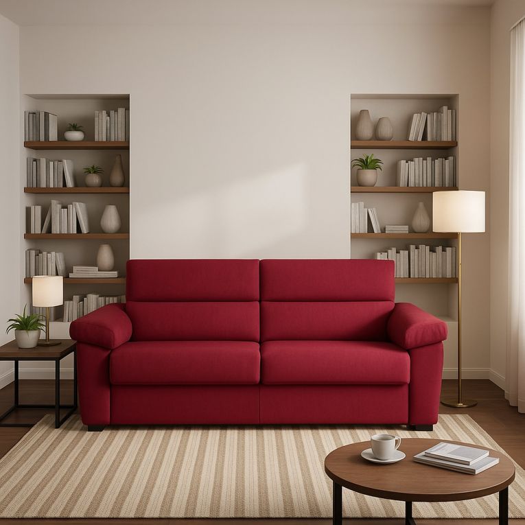 Divano letto elegante rosso 205x95cm - Fisciano