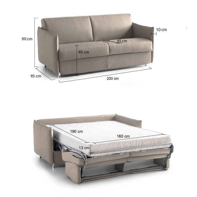 Divano letto elegante tortora 200x95cm - Gravere