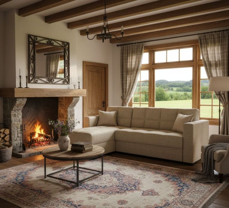 Divano letto Fernando, Divano letto ad angolo con penisola reversibile, Sofà contenitore da soggiorno con chaislongue e 2 cuscini, 230x150h81 cm, Beige