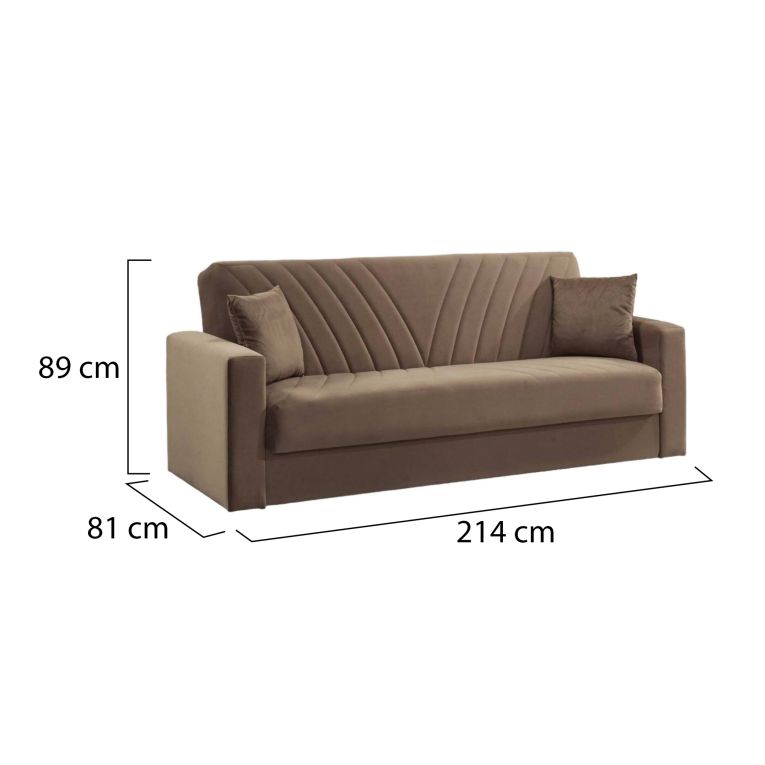 Divano letto in legno beige 214x81cm - Adda