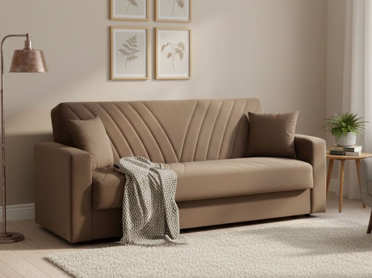 Divano letto in legno beige 214x81cm - Adda
