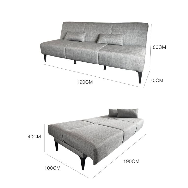 Divano letto in legno grigio 190x70cm - Aza