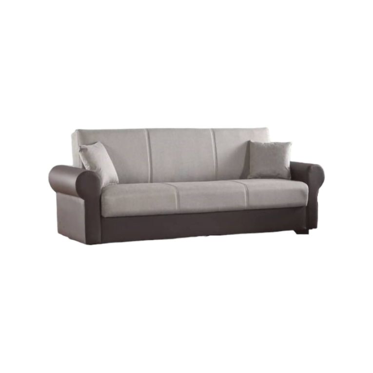 Divano letto in legno marrone e grigio 233x84cm - Barbiano