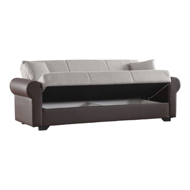 Divano letto in legno marrone e grigio 233x84cm - Barbiano