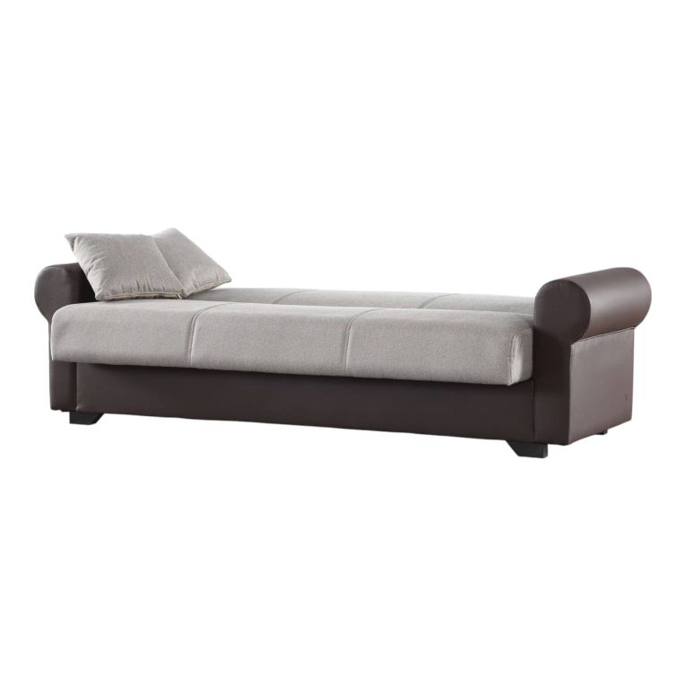 Divano letto in legno marrone e grigio 233x84cm - Barbiano