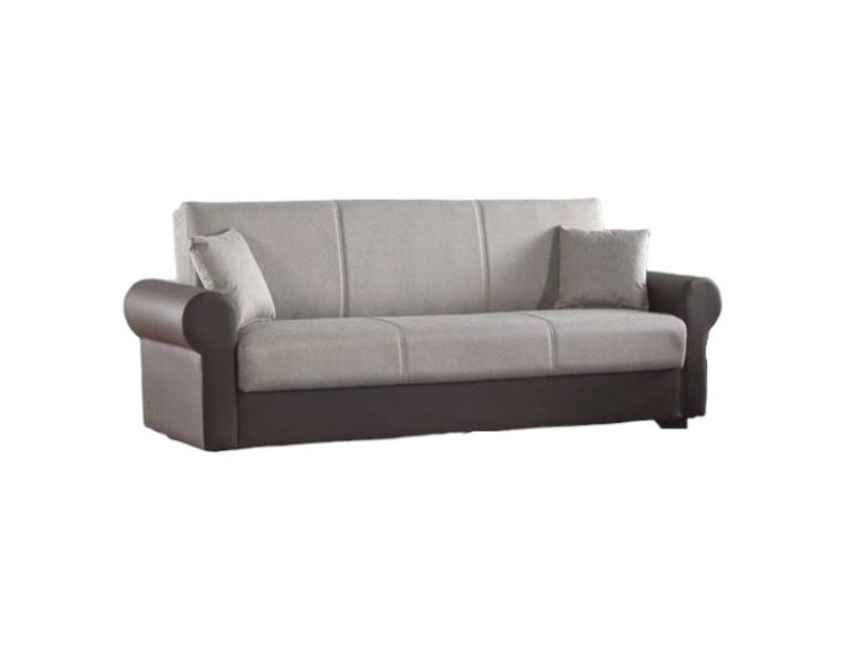 Divano letto in legno marrone e grigio 233x84cm - Barbiano