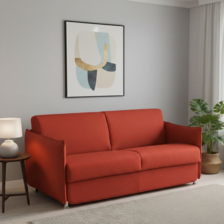 Divano letto in legno massello arancione 160x95cm - Follina