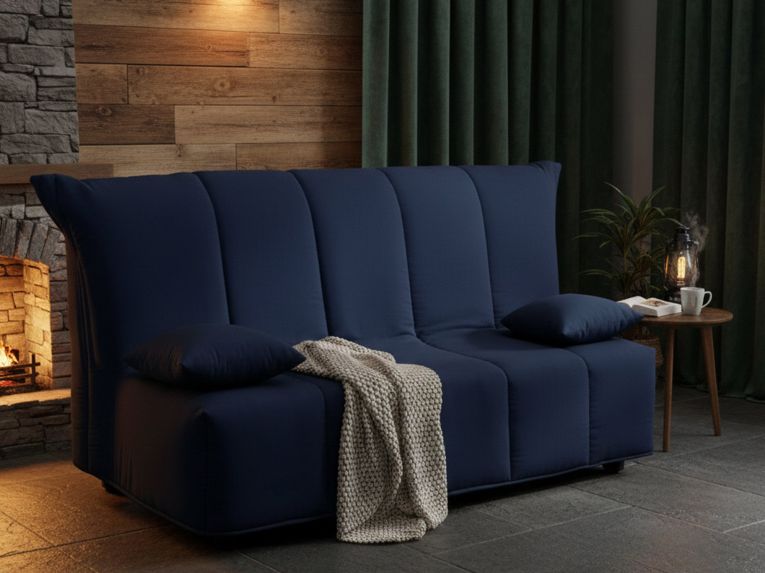 Divano letto in legno massello blu 165x90cm - Antal