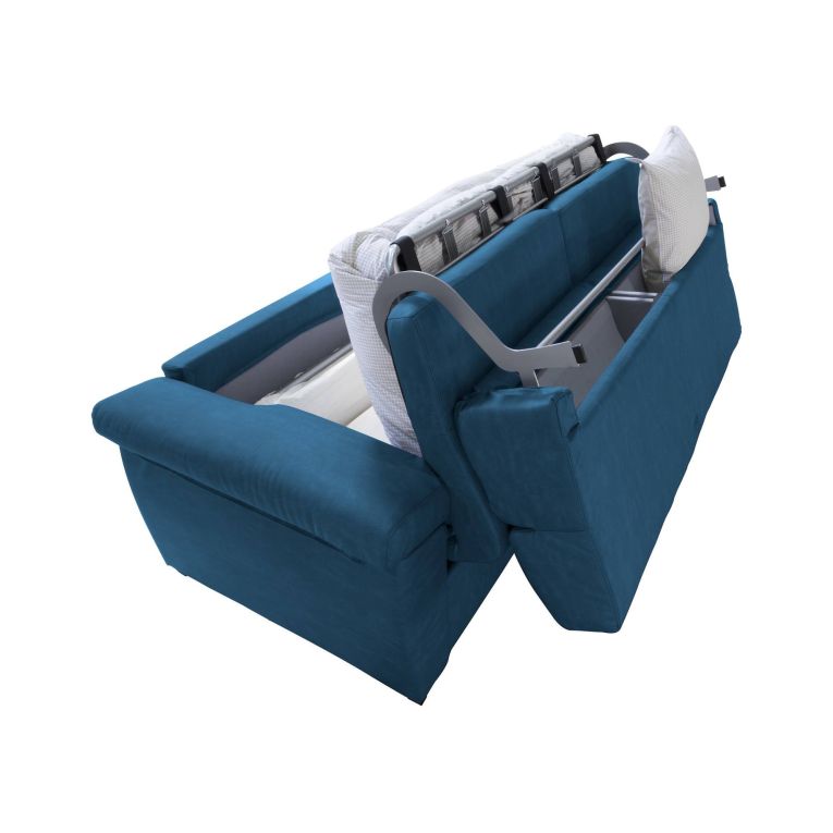 Divano letto in legno massello blu 225x95cm - Paceco
