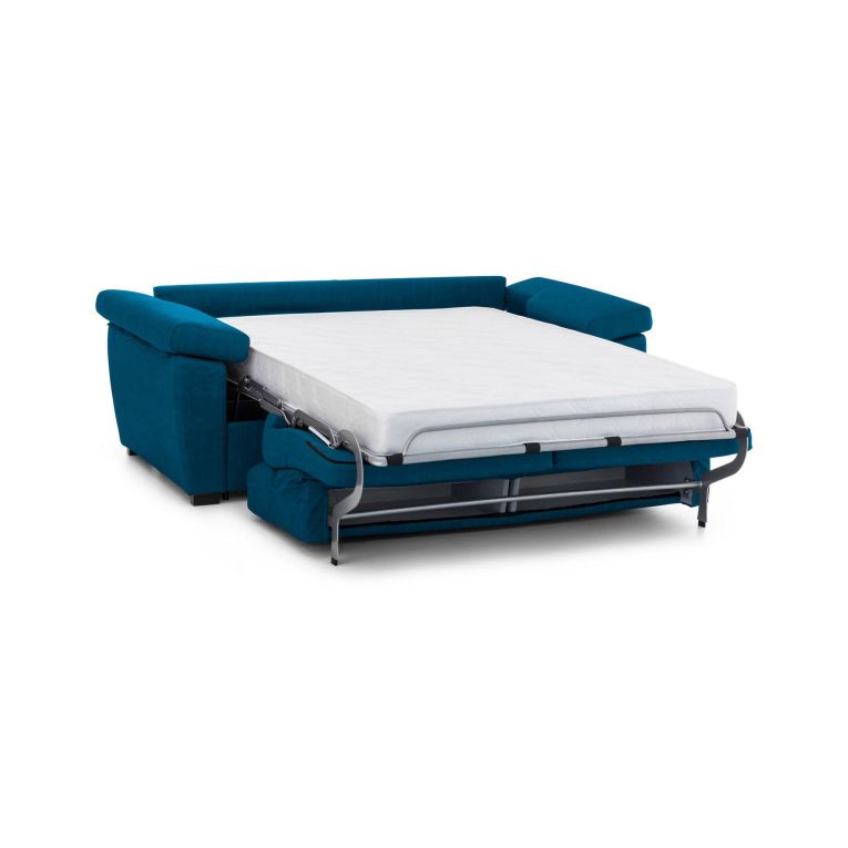 Divano letto in legno massello blu 225x95cm - Paceco